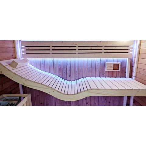 SAUNA OGRODOWA FIŃSKA BECZKA Z PIECEM MOLDE 2-4 OSOBOWA 180x200 CM