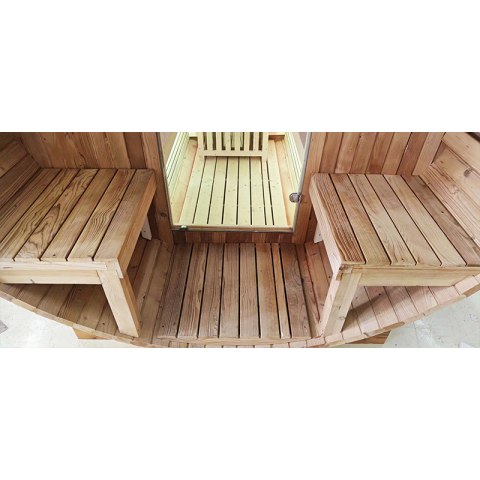 SAUNA OGRODOWA FIŃSKA BECZKA Z PIECEM TROMSO-HG 4-6 OSOBOWA 210x210 CM