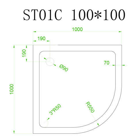 BRODZIK PRYSZNICOWY PÓŁOKRĄGŁY SLIM ST01C BIAŁY 100x100 CM