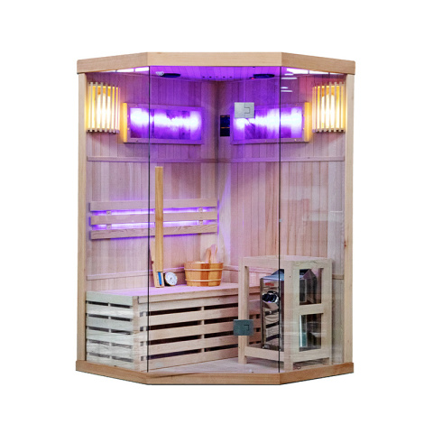 SAUNA FIŃSKA WYSOKOTEMPERATUROWA Z PIECEM KEMI2/HARVIA 3,5KW 1-2 OSOBOWA 120x120 CM