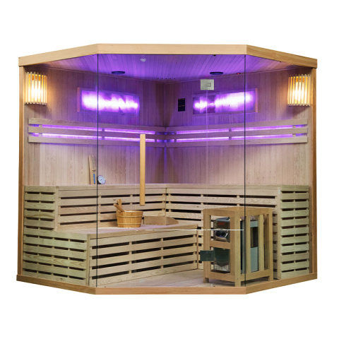 SAUNA FIŃSKA WYSOKOTEMPERATUROWA Z PIECEM KEMI6/HARVIA 8KW 5-6 OSOBOWA 200x200 CM