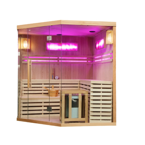 SAUNA FIŃSKA WYSOKOTEMPERATUROWA Z PIECEM KEMI6/HARVIA 8KW 5-6 OSOBOWA 200x200 CM