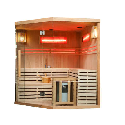 SAUNA FIŃSKA WYSOKOTEMPERATUROWA Z PIECEM KEMI6/HARVIA 8KW 5-6 OSOBOWA 200x200 CM