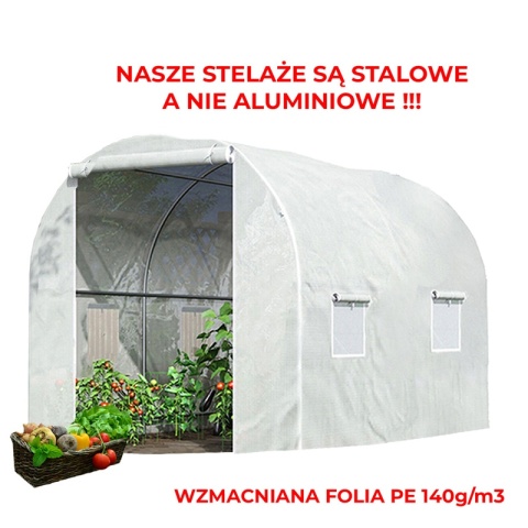 TUNEL OGRODOWY FOLIOWY SZKLARNIA 4m2 TF02W 2x2m BIAŁY SOLIDNY