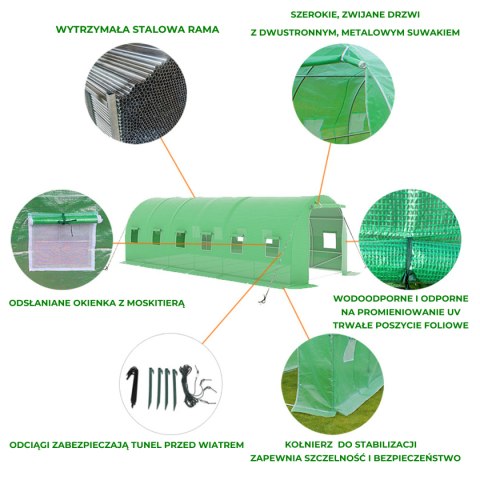 TUNEL OGRODOWY FOLIOWY SZKLARNIA 6m2 TF03G 3x2m ZIELONY