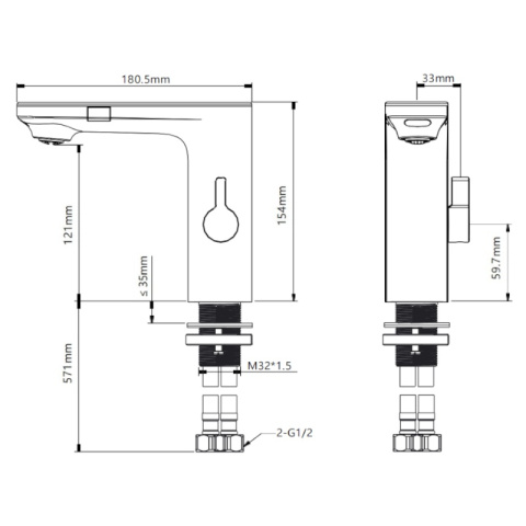 BATERIA ŁAZIENKOWA BEZDOTYKOWA F14-BL CZARNA LCD