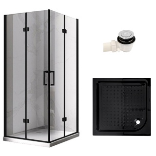 KABINA PRYSZNICOWA KWADRATOWA Z BRODZIKIEM KZ08B/SXL02A CZARNA/CZARNY 80x80 CM