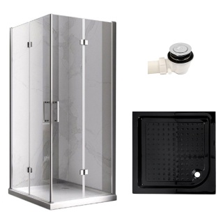 KABINA PRYSZNICOWA KWADRATOWA Z BRODZIKIEM KZ08C/SXL02B CHROM/CZARNY 90x90 CM