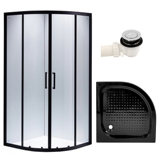 KABINA PRYSZNICOWA PÓŁOKRĄGŁA Z BRODZIKIEM BS01B/SXL01B CZARNA/CZARNY 90x90 CM