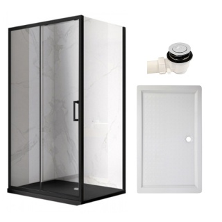 KABINA PRYSZNICOWA PROSTOKĄTNA Z BRODZIKIEM KZ103A/SXL03C CHROM/BIAŁY 100x80 CM