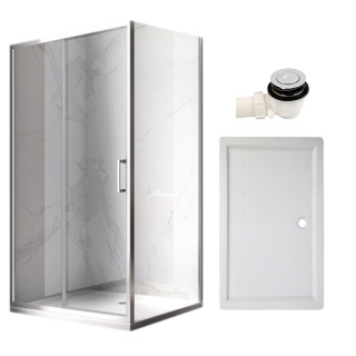KABINA PRYSZNICOWA PROSTOKĄTNA Z BRODZIKIEM KZ103A/SXL03C CHROM/BIAŁY 100x80 CM