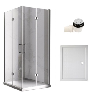KABINA PRYSZNICOWA PROSTOKĄTNA Z BRODZIKIEM KZ12A/SXL03B CHROM/BIAŁY 90x80 CM