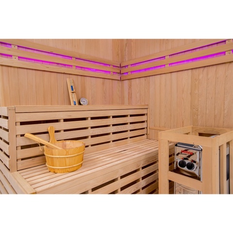 SAUNA FIŃSKA WYSOKOTEMPERATUROWA Z PIECEM OSLO7/HARVIA 8KW 5-6 OSOBOWA 180x180 CM