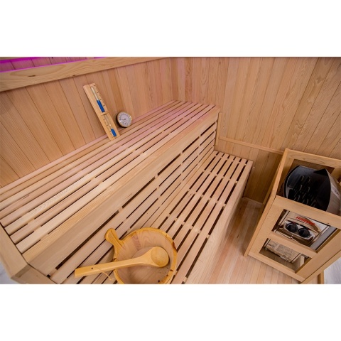 SAUNA FIŃSKA WYSOKOTEMPERATUROWA Z PIECEM OSLO7/HARVIA 8KW 5-6 OSOBOWA 180x180 CM