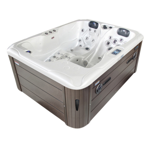 JACUZZI OGRODOWE WANNA SPA102 BIAŁA PERŁA OBUDOWA KAWA 210x160 CM