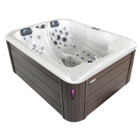 JACUZZI OGRODOWE WANNA SPA102 BIAŁA PERŁA OBUDOWA KAWA 210x160 CM