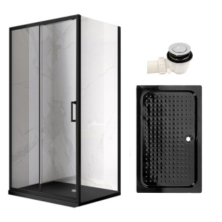 KABINA PRYSZNICOWA PROSTOKĄTNA Z BRODZIKIEM KZ103C/SXL03E CZARNA/CZARNY 120x80 CM