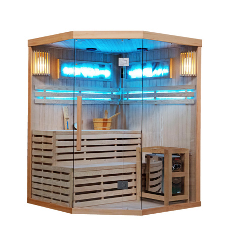 SAUNA FIŃSKA WYSOKOTEMPERATUROWA Z PIECEM KEMI7/HARVIA 8KW 5-6 OSOBOWA 180x180 CM