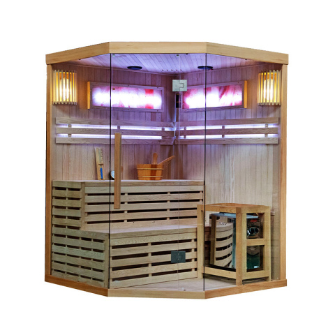 SAUNA FIŃSKA WYSOKOTEMPERATUROWA Z PIECEM KEMI7/HARVIA 8KW 5-6 OSOBOWA 180x180 CM