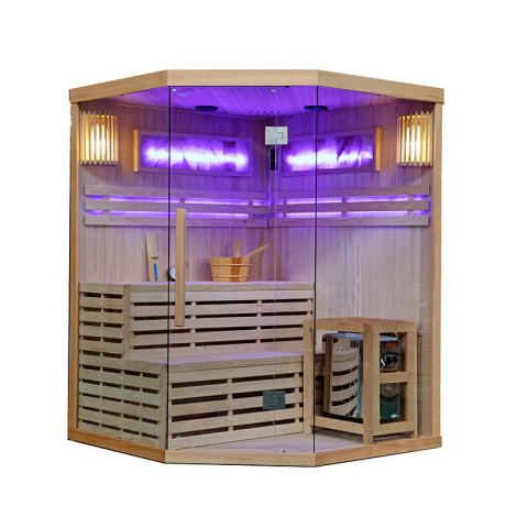 SAUNA FIŃSKA WYSOKOTEMPERATUROWA Z PIECEM KEMI7/HARVIA 8KW 5-6 OSOBOWA 180x180 CM