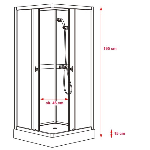 KABINA PRYSZNICOWA KWADRATOWA Z BRODZIKIEM WSH309B SZARA 90x90 CM