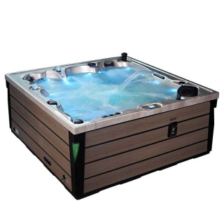 JACUZZI OGRODOWE WANNA SPA340 CAPPUCCINO OBUDOWA NATURALNA DESKA 220x220 CM