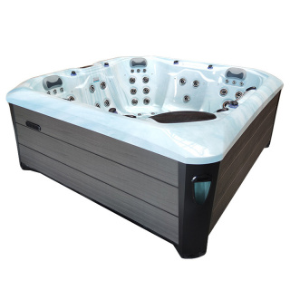 JACUZZI OGRODOWE WANNA SPA343 JASNA FALA OCEANU OBUDOWA CIEMNOSZARA 223x223 CM