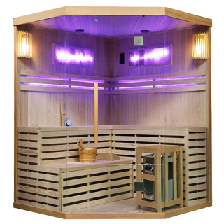 SAUNA FIŃSKA WYSOKOTEMPERATUROWA Z PIECEM KEMI6/HARVIA 8KW 5-6 OSOBOWA 200x200 CM