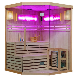 SAUNA FIŃSKA WYSOKOTEMPERATUROWA Z PIECEM KEMI7/HARVIA 8KW 5-6 OSOBOWA 180x180 CM