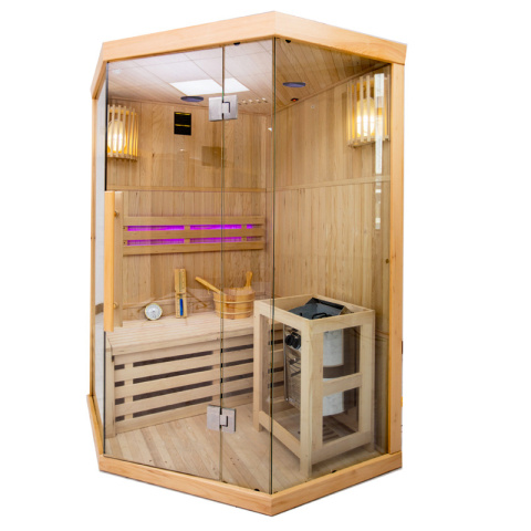 SAUNA FIŃSKA WYSOKOTEMPERATUROWA Z PIECEM OSLO2/HARVIA 3,5KW 1-2 OSOBOWA 120x120 CM