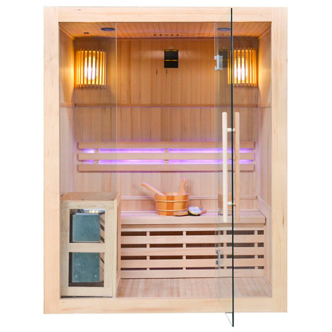 SAUNA FIŃSKA WYSOKOTEMPERATUROWA Z PIECEM OSLO3/HARVIA 4,5KW 3-4 OSOBOWA 150x120 CM