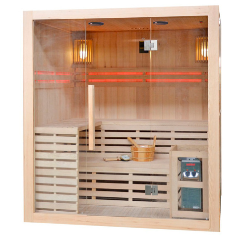 SAUNA FIŃSKA WYSOKOTEMPERATUROWA Z PIECEM OSLO5/HARVIA 6KW 4-5 OSOBOWA 180x160 CM