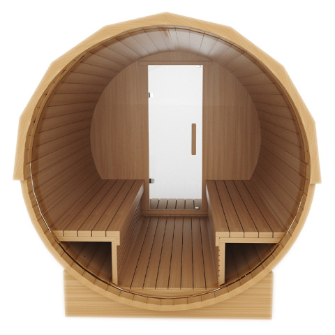 SAUNA OGRODOWA FIŃSKA BECZKA Z PIECEM TROMSO-FG 4-6 OSOBOWA 210x210 CM