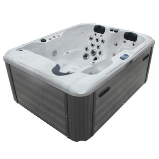 JACUZZI OGRODOWE WANNA SPA143 BIAŁY MARMURKOWY OBUDOWA SZARA DESKA 210x160 CM