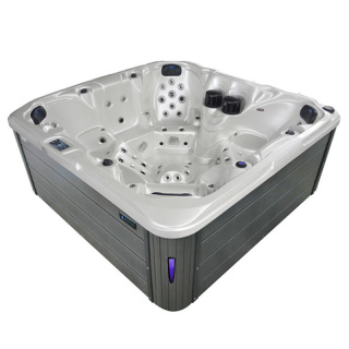 JACUZZI OGRODOWE WANNA SPA206 BIAŁA PERŁA OBUDOWA SZARA 230x230 CM