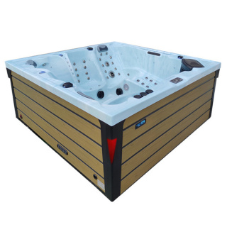 JACUZZI OGRODOWE WANNA SPA340 JASNA FALA OCEANU OBUDOWA BRĄZOWA DESKA 220x220 CM