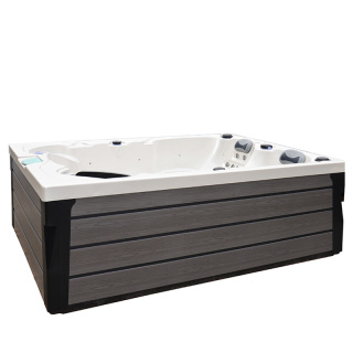 JACUZZI OGRODOWE WANNA SPA341 BIAŁA PERŁA OBUDOWA SZARA DESKA 220x156 CM