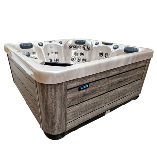 JACUZZI OGRODOWE WANNA SPA344 CAPPUCCINO OBUDOWA SZARA DESKA 210x210 CM