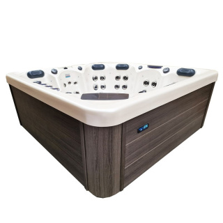 JACUZZI OGRODOWE WANNA SPA346 BIAŁA PERŁA OBUDOWA SZARA 230x230 CM