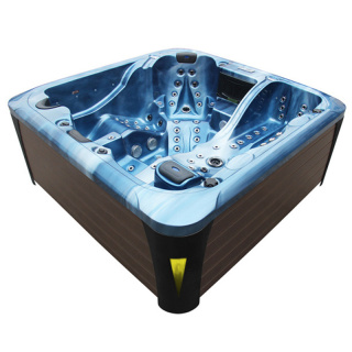 JACUZZI OGRODOWE WANNA SPA403 NIEBIESKA FALA OCANU OBUDOWA BRĄZOWA DESKA 230x230 CM