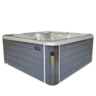 JACUZZI OGRODOWE WANNA SPA566 BIAŁA PERŁA OBUDOWA SZARA 200x200 CM