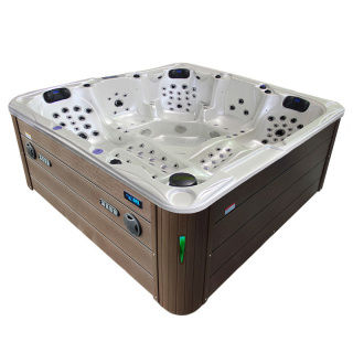 JACUZZI OGRODOWE WANNA SPA702 BIAŁA PERŁA OBUDOWA KAWA 230x230 CM