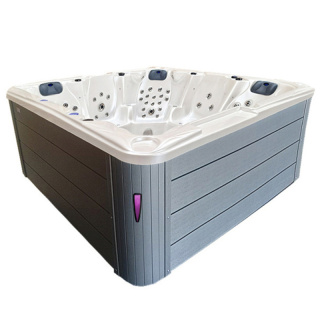 JACUZZI OGRODOWE WANNA SPA702 BIAŁA PERŁA OBUDOWA SZARA 230x230 CM