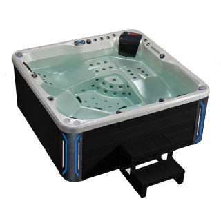 JACUZZI OGRODOWE WANNA SPA741 BIAŁA PERŁA OBUDOWA ANTRACYT 200x200 CM