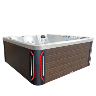 JACUZZI OGRODOWE WANNA SPA741 BIAŁA PERŁA OBUDOWA KAWA 200x200 CM