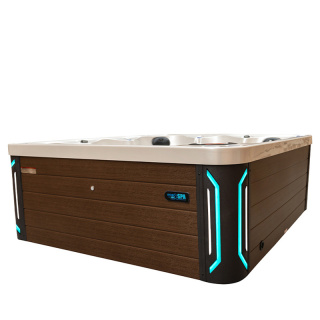 JACUZZI OGRODOWE WANNA SPA744 BIAŁA PERŁA OBUDOWA KAWA 210x210 CM