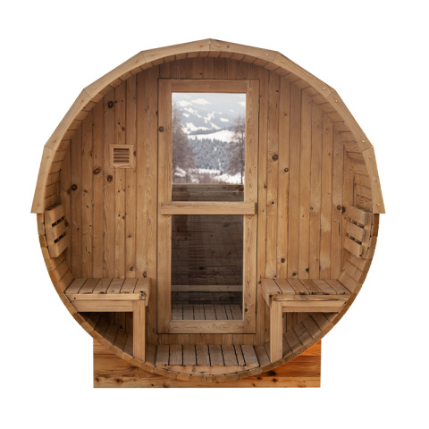 SAUNA OGRODOWA FIŃSKA BECZKA Z PIECEM ASKER-HG 4-6 OSOBOWA 210x240 CM