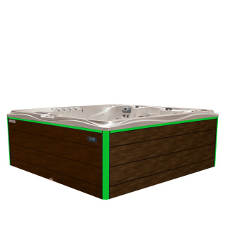 JACUZZI OGRODOWE WANNA SPA746 BIAŁA PERŁA OBUDOWA BRĄZOWA DESKA F21 230x230 CM