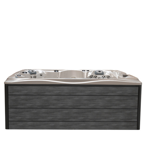 JACUZZI OGRODOWE WANNA SPA746 BIAŁA PERŁA OBUDOWA SZARA DESKA F22 230x230 CM