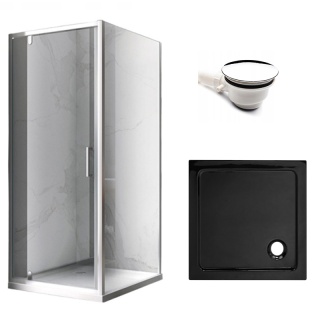 KABINA PRYSZNICOWA KWADRATOWA Z BRODZIKIEM KZ04B/ST02A CHROM/CZARNY 80x80 CM